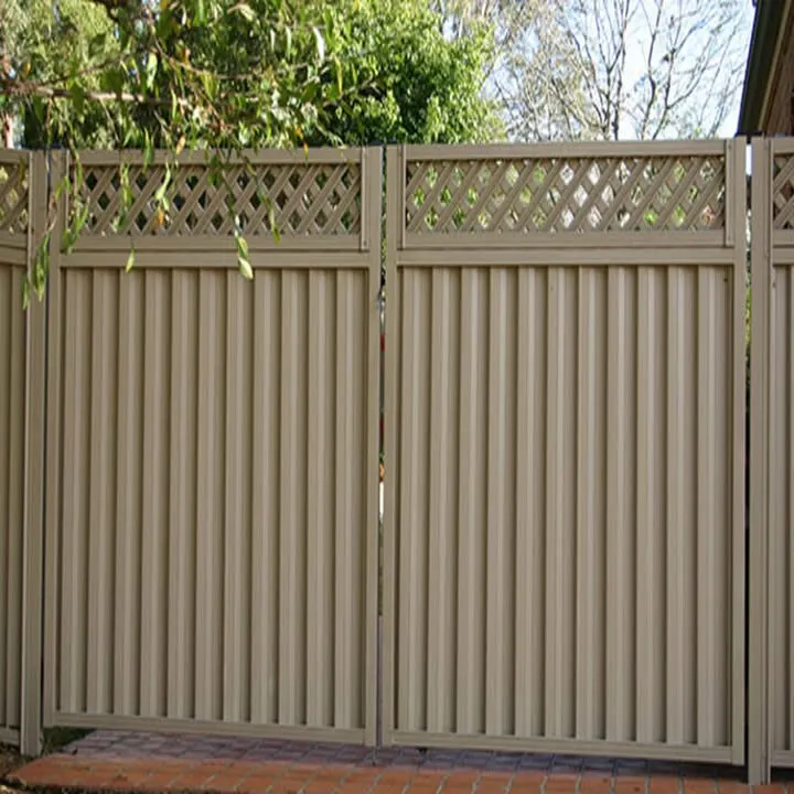 Pair of Colorbond gates with decorative lattice panels